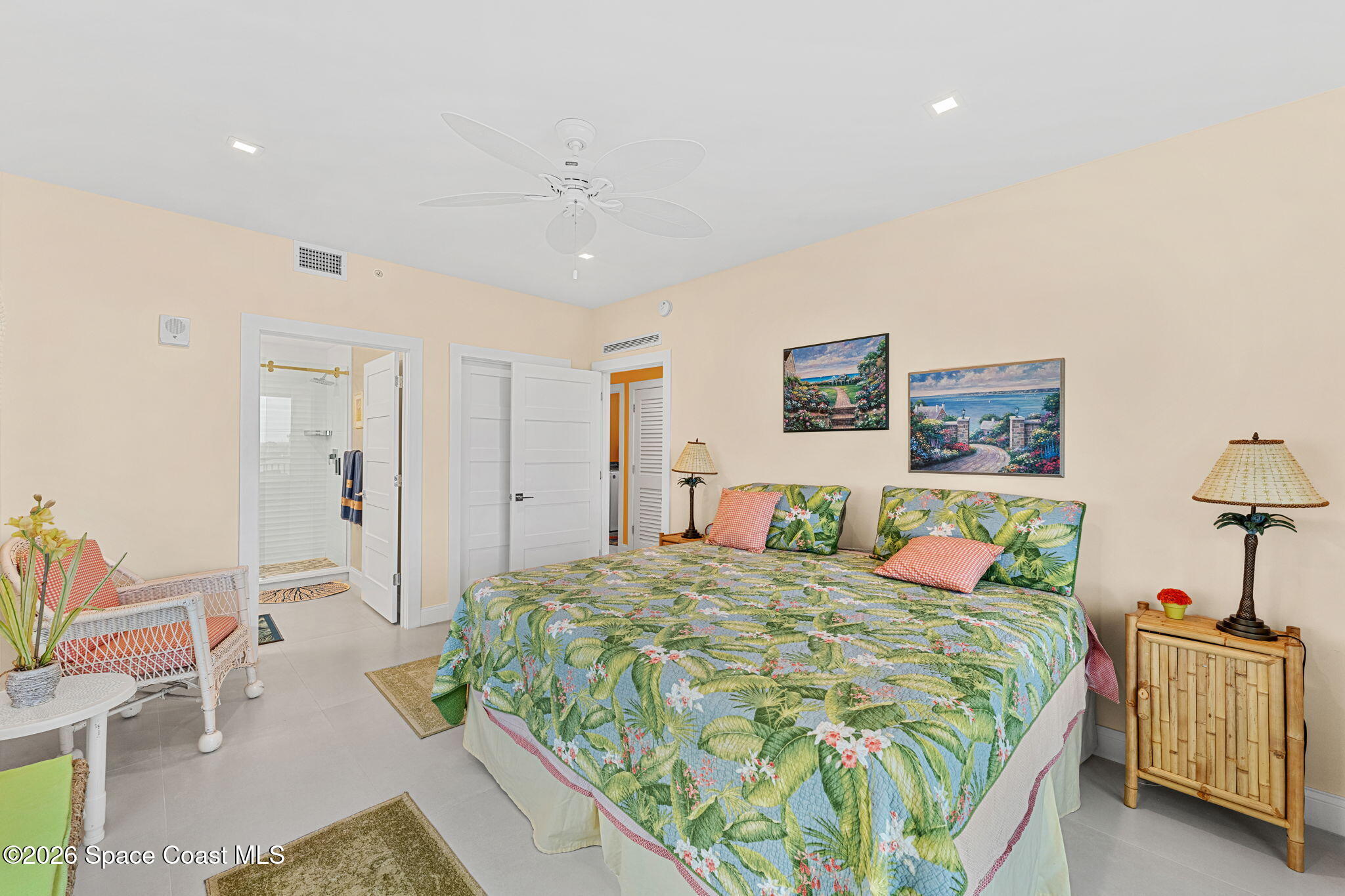 Light-filled bedroom suite with ocean views